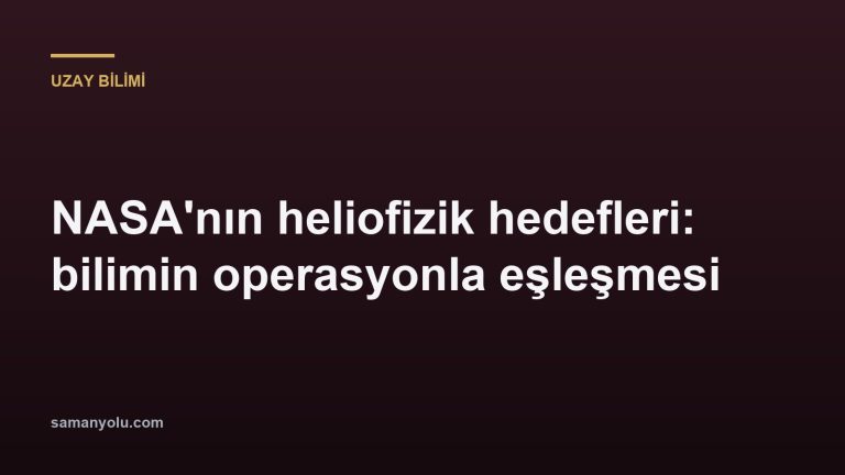 NASA'nın heliofizik hedefleri: bilimin operasyonla eşleşmesi